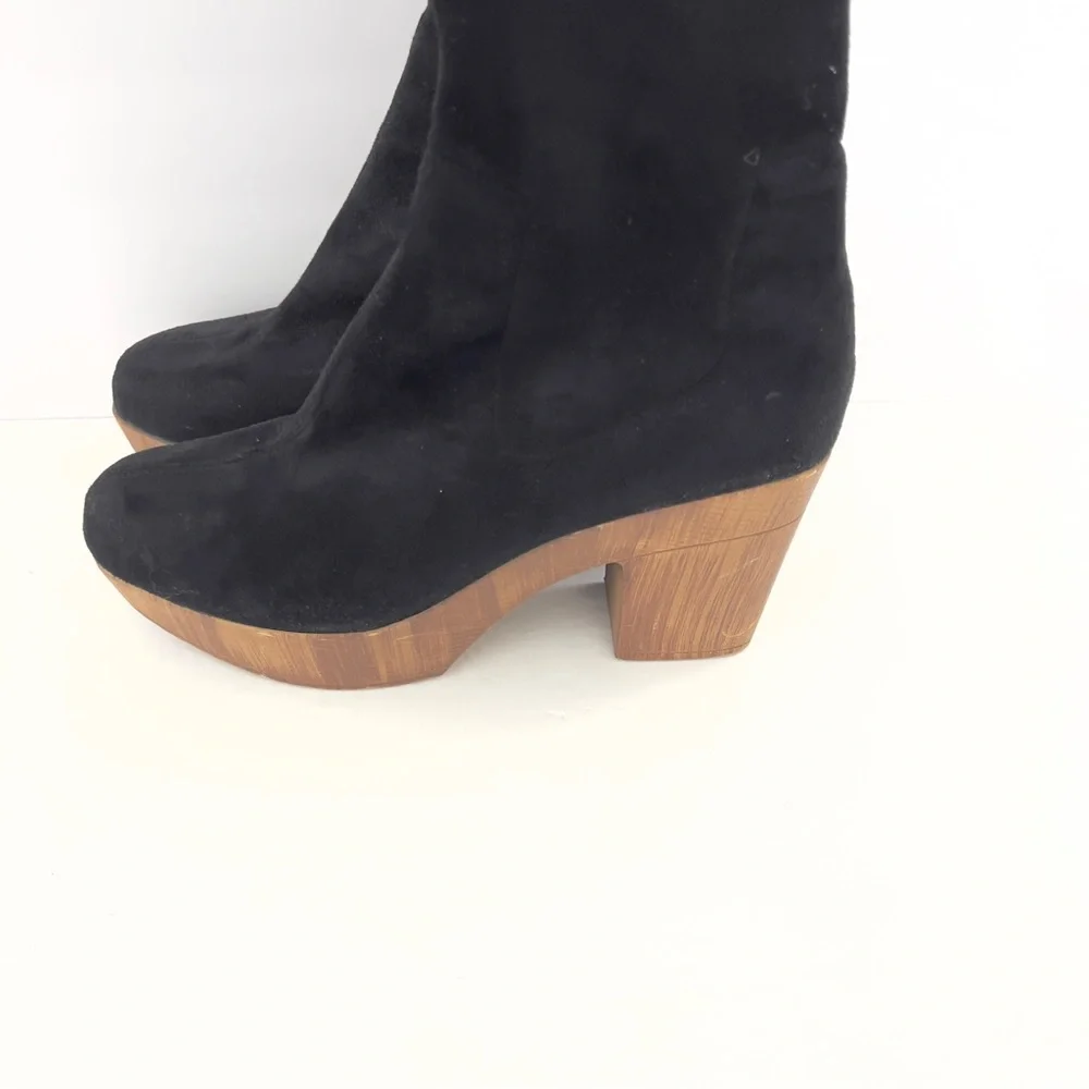 ASOS Black Faux Suede Knee High Platform Boots | 3” Block Heel | Women’s Size 11